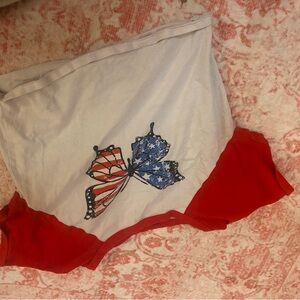 Girls small red white and Blue Butterfly crop top